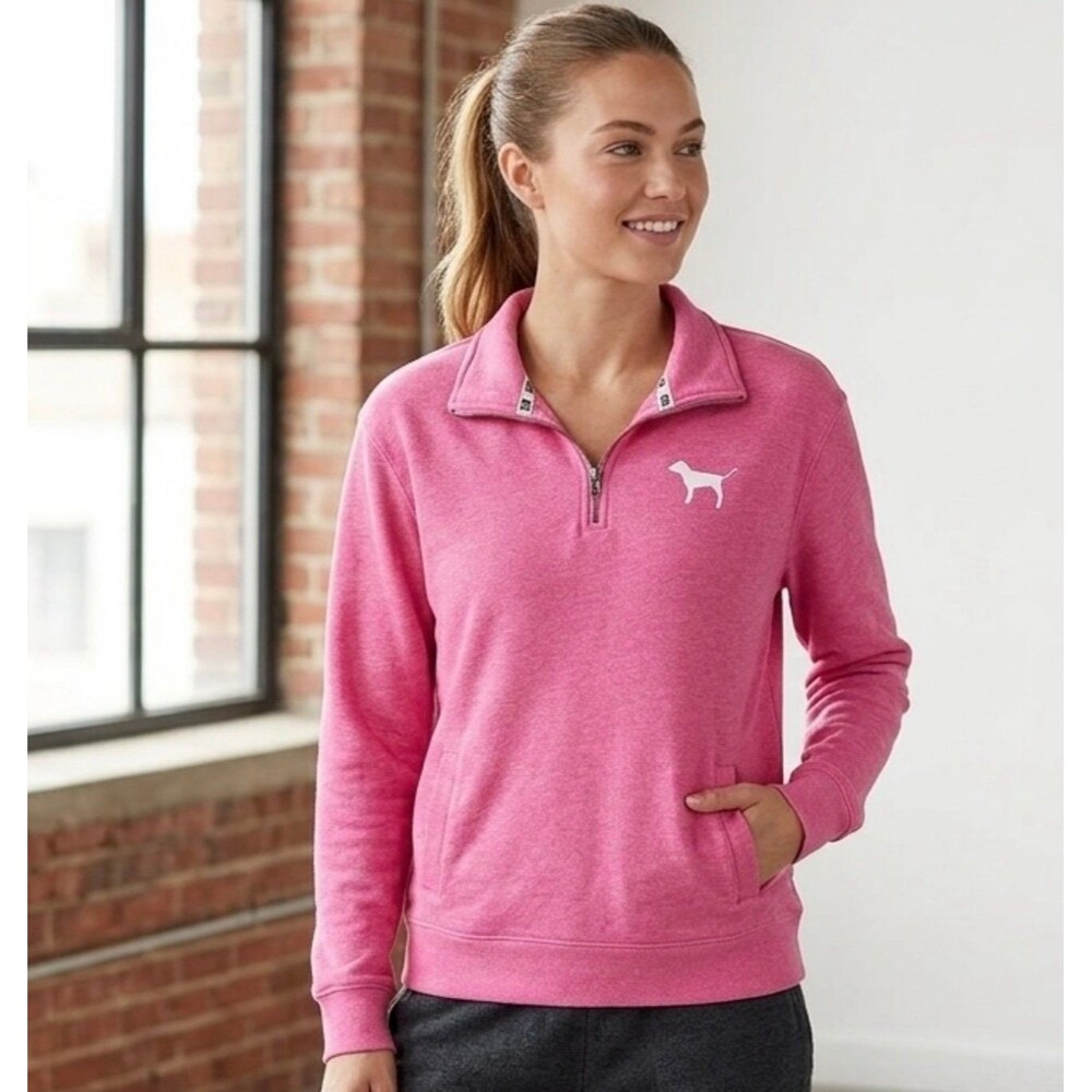 Victoria's Secret PINK Pink Quarter Zip Sweatshirt Pullover XS y2k
